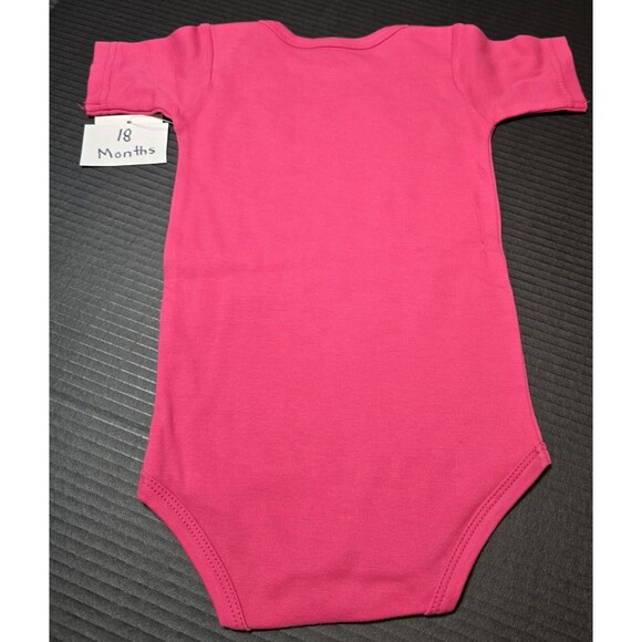 TODDLER GIRLS SIZE 18M 18 MONTHS PINK BODYSUIT BOWS OVER BROS WHITE GRAPHIC NWT - Picture 3 of 7